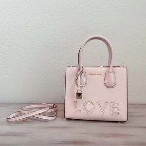 Michael Kors Mercer Love Leather Crossbody Soft Pink